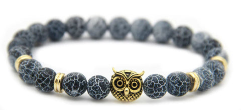 Weathered Agate Frosted Prussian Blue Owl Bracelet