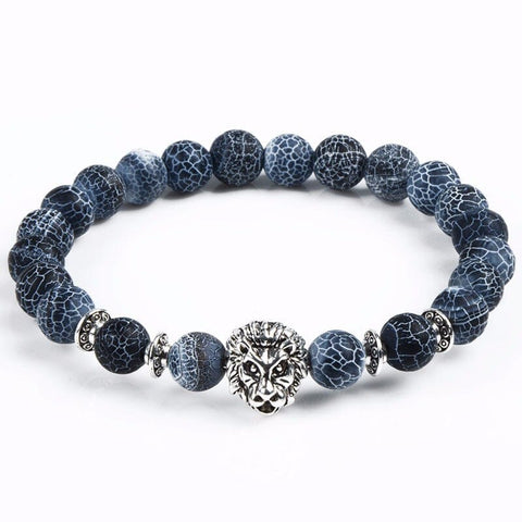 Custom Bulk Order of 12 Weathered Agate Frosted Prussian Blue Lion Bracelet