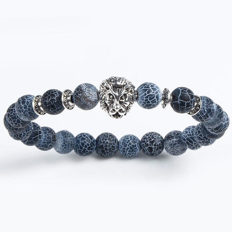 Custom Bulk Order of 12 Weathered Agate Frosted Prussian Blue Lion Bracelet