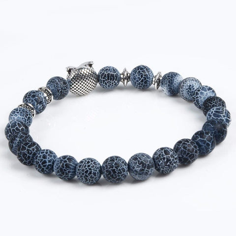 Weathered Agate Frosted Prussian Blue Owl Bracelet