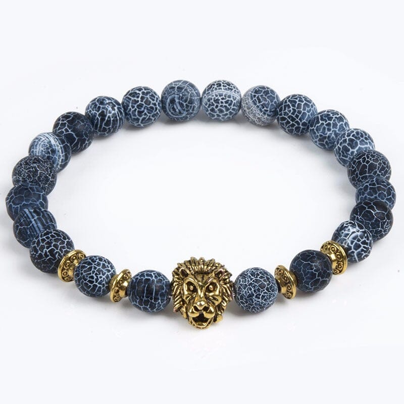 Custom Bulk Order of 12 Weathered Agate Frosted Prussian Blue Lion Bracelet