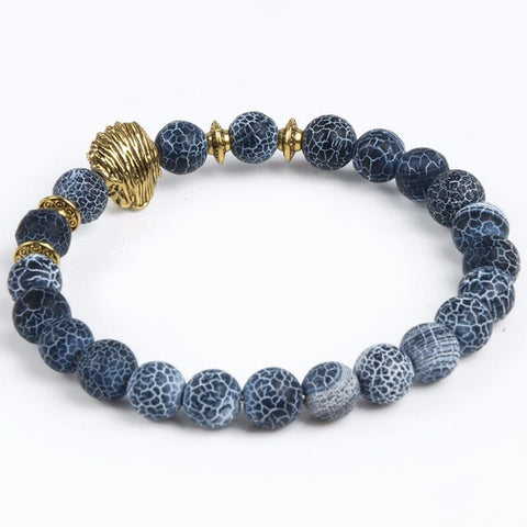 Custom Bulk Order of 12 Weathered Agate Frosted Prussian Blue Lion Bracelet