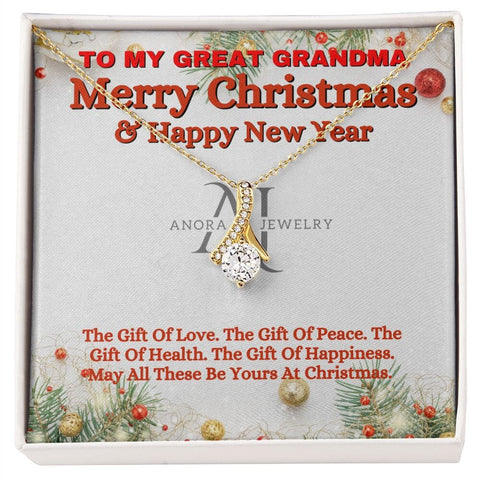 To My Great Grandma - Merry Christmas - Petite Ribbon Necklace