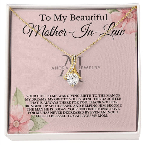 To My Beautiful Mother-In-Law - Petite Ribbon Necklace