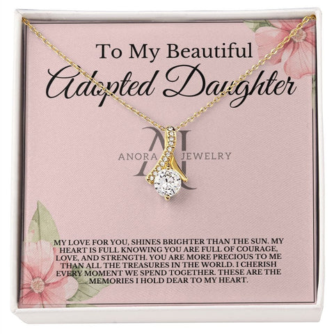 To My Beautiful Adopted Daughter - Petite Ribbon Necklace