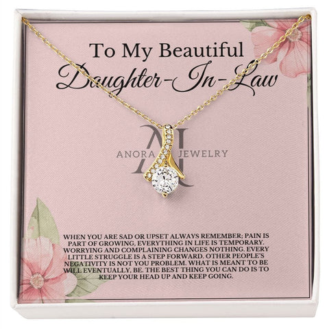 To My Beautiful Daughter-In-Law - Petite Ribbon Necklace