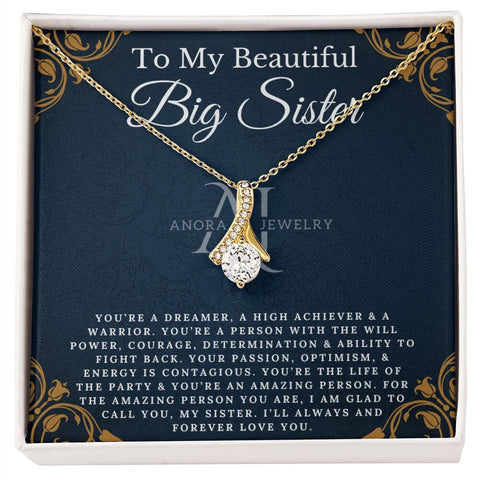 To My Beautiful Big Sister - Petite Ribbon Necklace