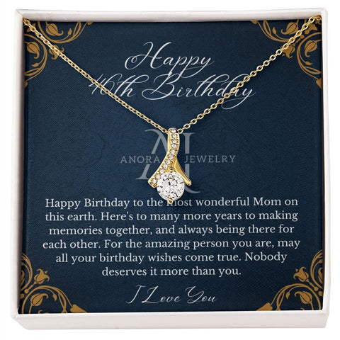 Mothers Happy 46th Birthday - Petite Ribbon Necklace