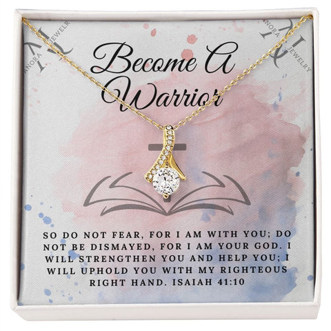 Become A Warrior- 14K Gold Ribbon Pendant Necklace