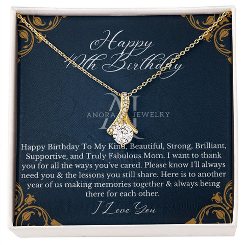 Mothers Happy 40th Birthday - Petite Ribbon Necklace