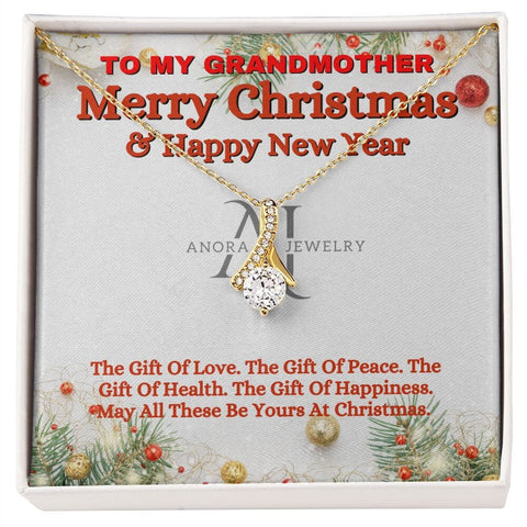 To My Grandmother - Merry Christmas - Petite Ribbon Necklace