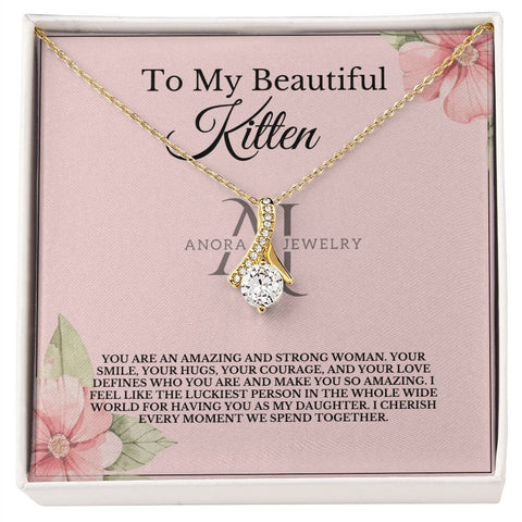 To My Beautiful Kitten - Petite Ribbon Necklace