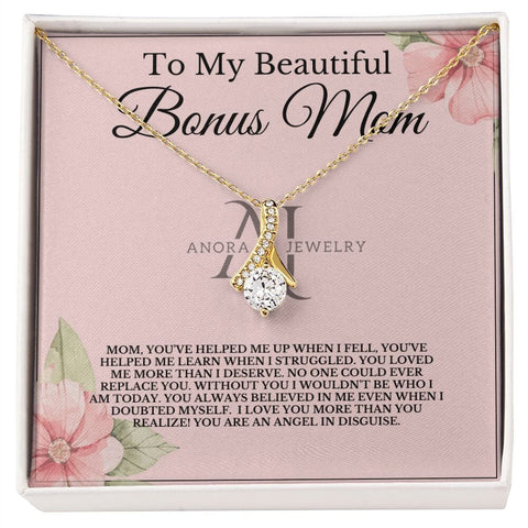 To My Beautiful Bonus Mom - Petite Ribbon Necklace