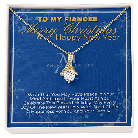 To My Fiancée - Merry Christmas - Petite Ribbon Necklace