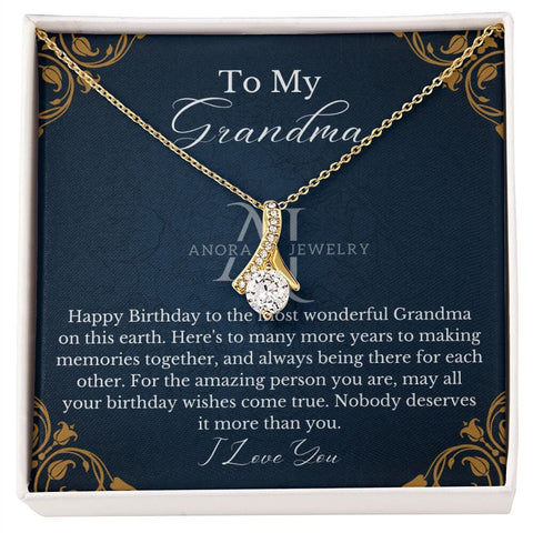 To My Grandma - Happy Birthday - Petite Ribbon Necklace