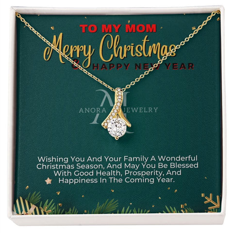 To My Mom - Merry Christmas - Petite Ribbon Necklace
