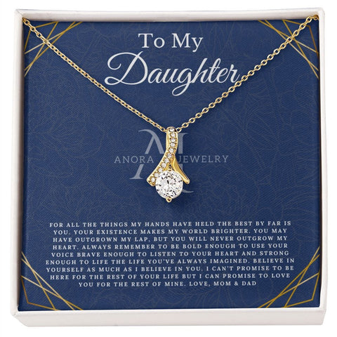 To My Daughter - From Mom & Dad - Petite Ribbon Necklace