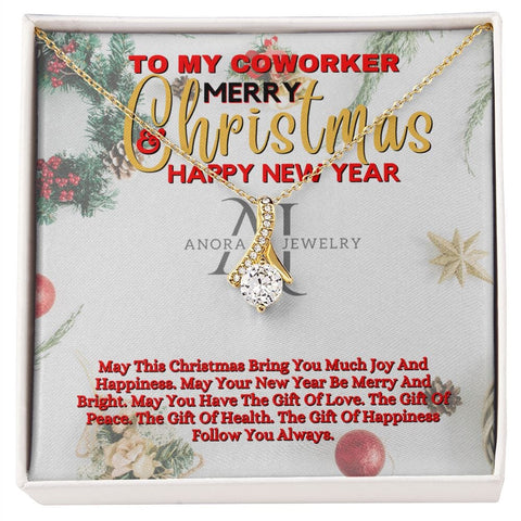 To My Coworker - Merry Christmas - Petite Ribbon Necklace