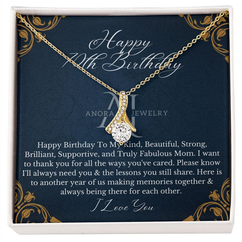 Mothers Happy 70th Birthday - Petite Ribbon Necklace