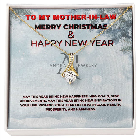 To My Mother-In-Law - Merry Christmas - Petite Ribbon Necklace