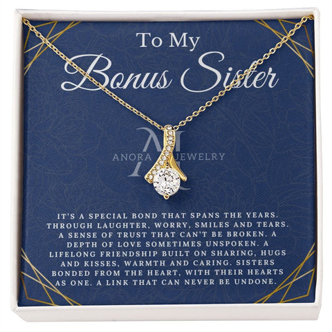 To My Bonus Sister - Petite Ribbon Necklace