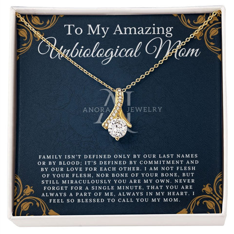 To My Amazing Unbiological Mom - Petite Ribbon Necklace