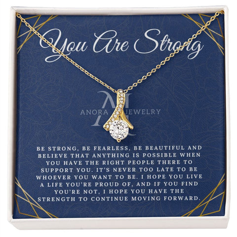 You Are Strong - Petite Ribbon Necklace