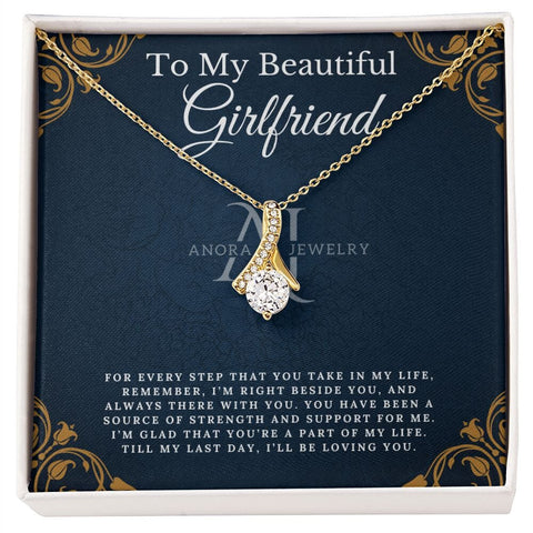 To My Beautiful Girlfriend - Petite Ribbon Necklace