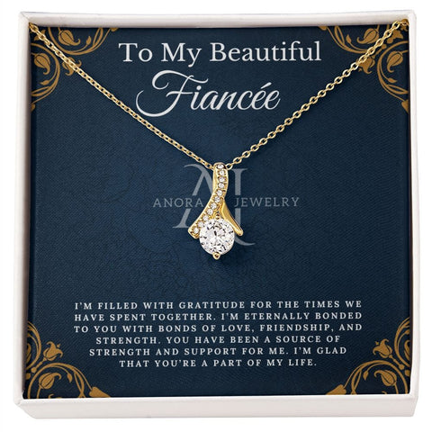 To My Beautiful Fiancée - Petite Ribbon Necklace