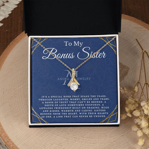 To My Bonus Sister - Petite Ribbon Necklace
