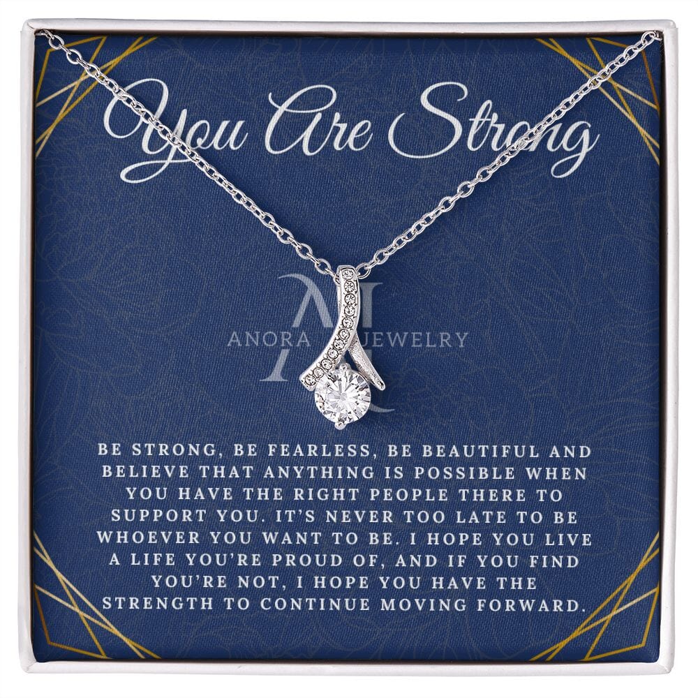 You Are Strong - Petite Ribbon Necklace