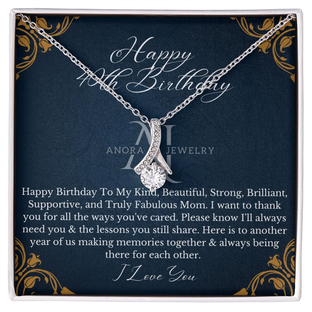 Mothers Happy 40th Birthday - Petite Ribbon Necklace