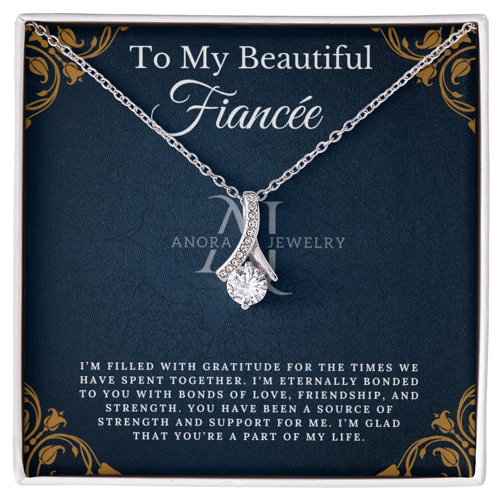To My Beautiful Fiancée - Petite Ribbon Necklace