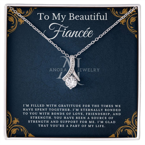 To My Beautiful Fiancée - Petite Ribbon Necklace