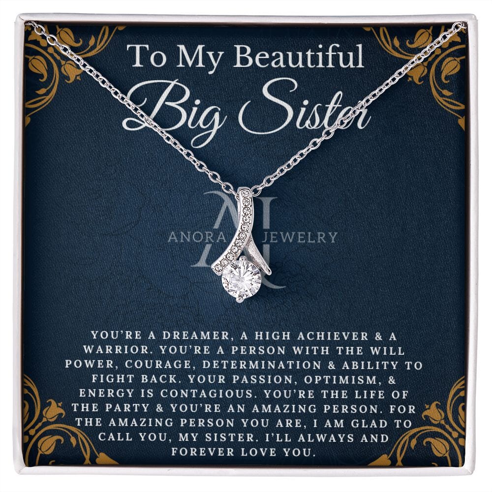To My Beautiful Big Sister - Petite Ribbon Necklace