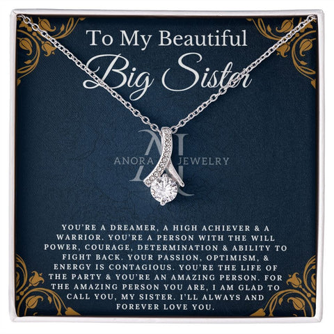 To My Beautiful Big Sister - Petite Ribbon Necklace