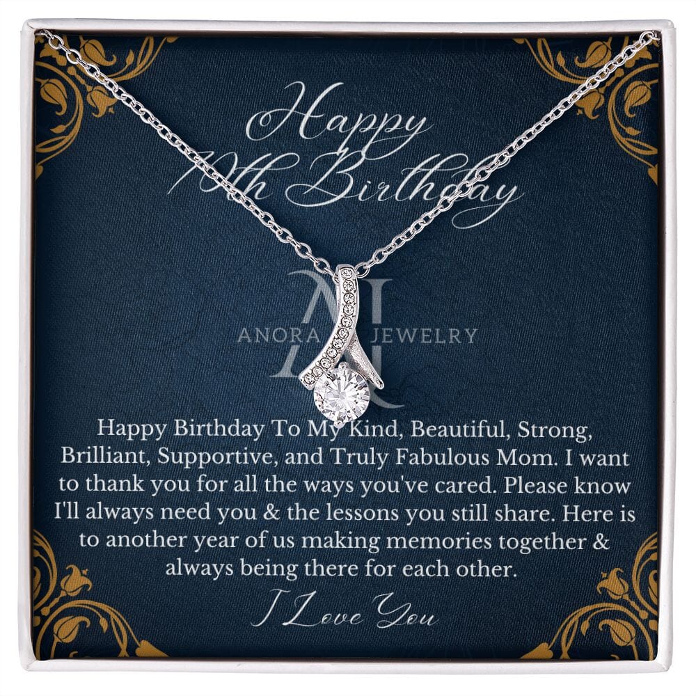 Mothers Happy 70th Birthday - Petite Ribbon Necklace