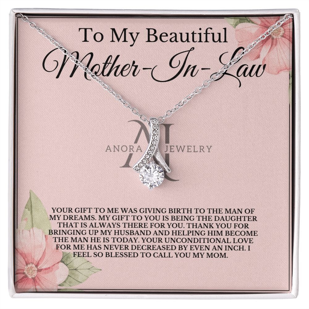 To My Beautiful Mother-In-Law - Petite Ribbon Necklace