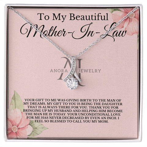 To My Beautiful Mother-In-Law - Petite Ribbon Necklace