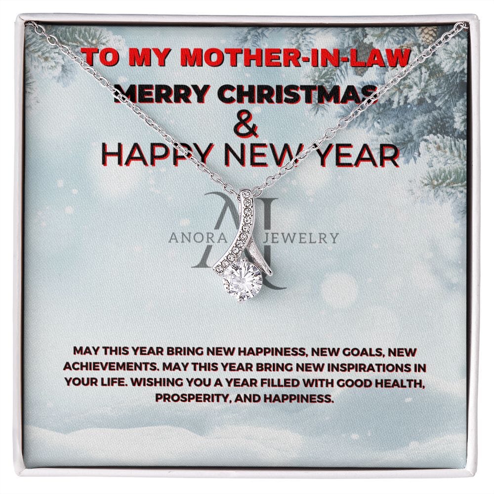 To My Mother-In-Law - Merry Christmas - Petite Ribbon Necklace