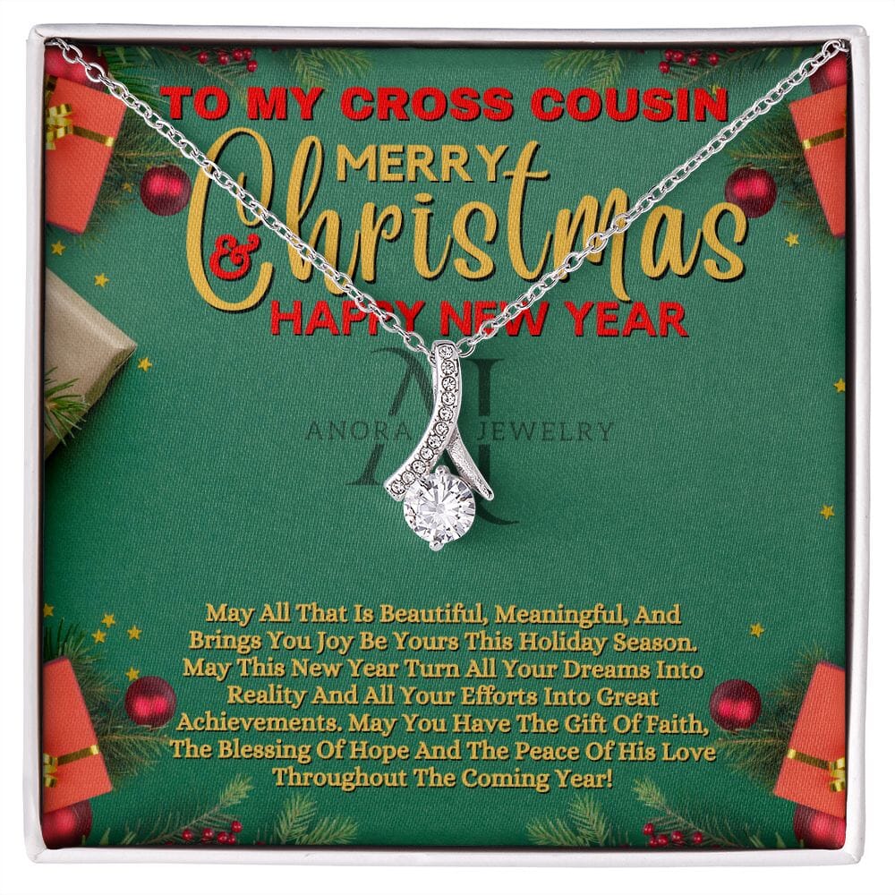 To My Cross Cousin - Merry Christmas - Petite Ribbon Necklace