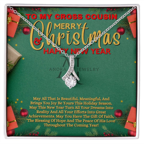To My Cross Cousin - Merry Christmas - Petite Ribbon Necklace