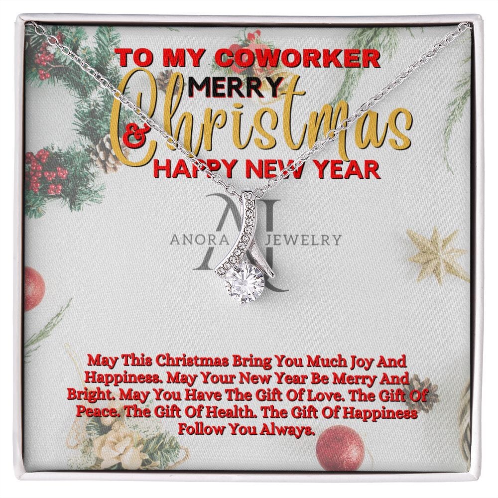 To My Coworker - Merry Christmas - Petite Ribbon Necklace