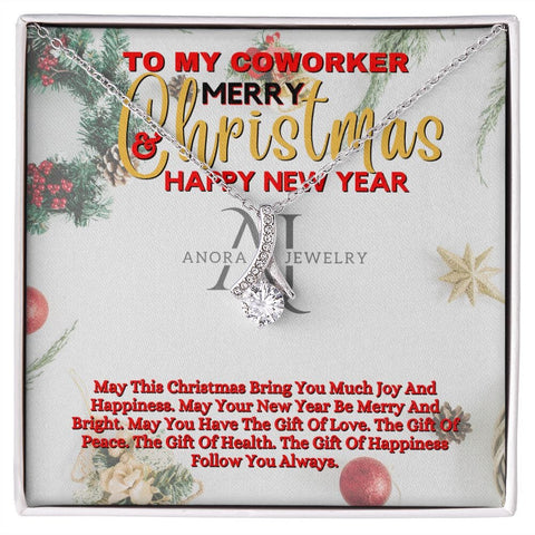 To My Coworker - Merry Christmas - Petite Ribbon Necklace