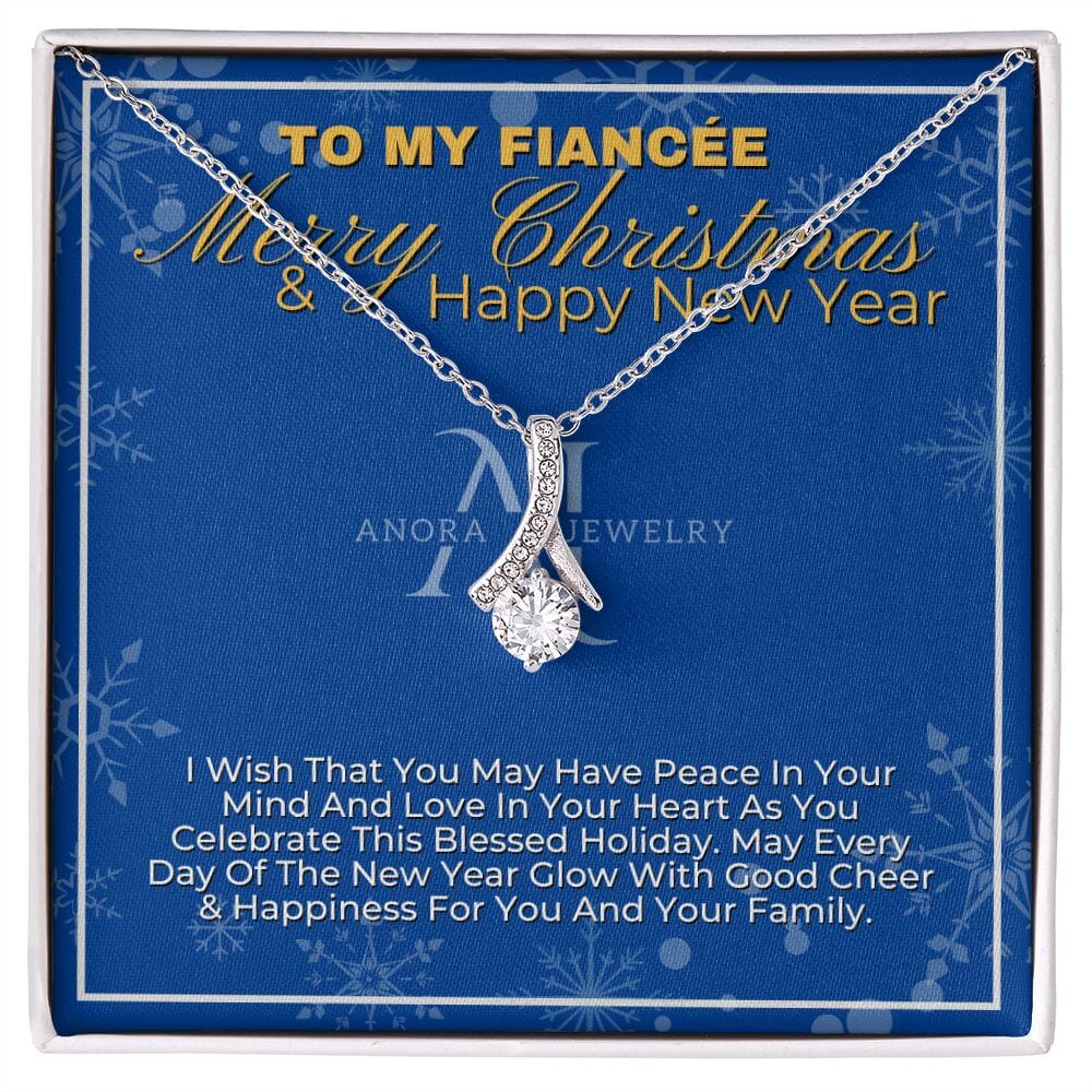 To My Fiancée - Merry Christmas - Petite Ribbon Necklace
