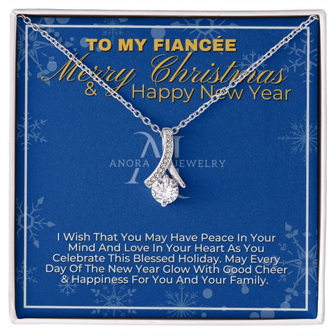 To My Fiancée - Merry Christmas - Petite Ribbon Necklace
