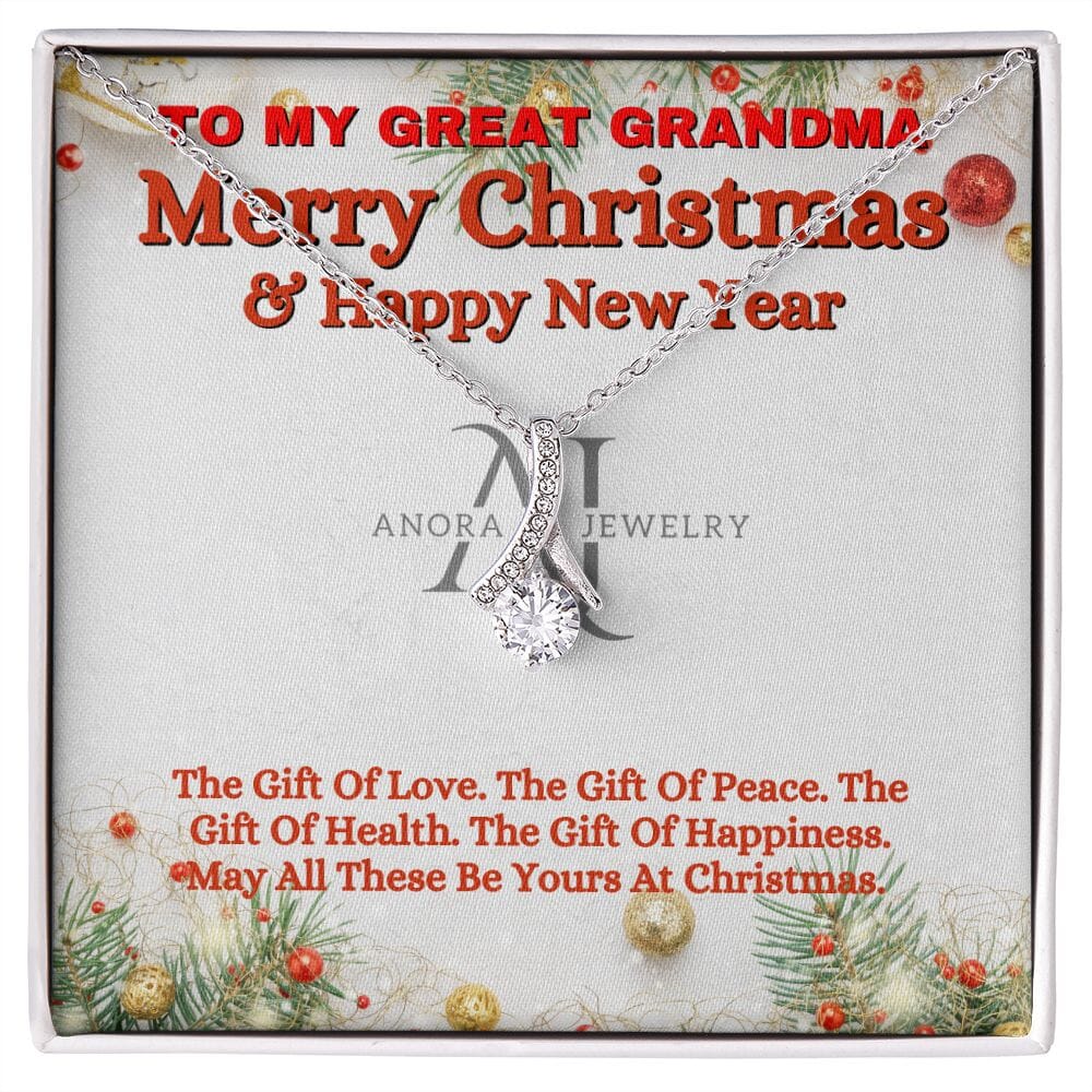 To My Great Grandma - Merry Christmas - Petite Ribbon Necklace