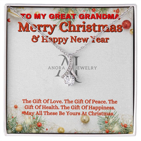 To My Great Grandma - Merry Christmas - Petite Ribbon Necklace