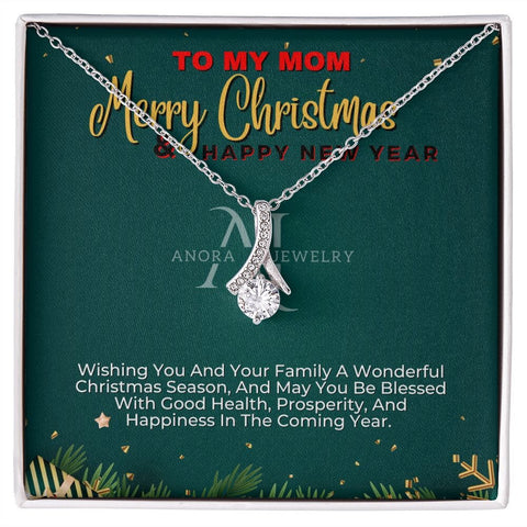 To My Mom - Merry Christmas - Petite Ribbon Necklace