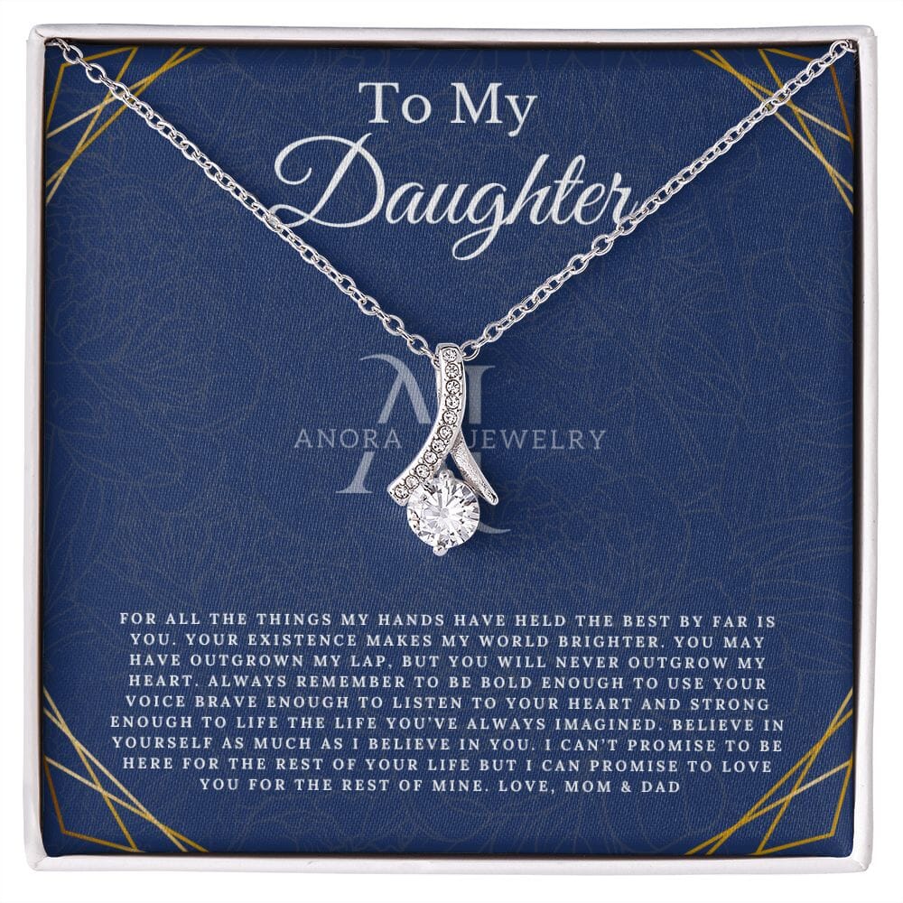 To My Daughter - From Mom & Dad - Petite Ribbon Necklace